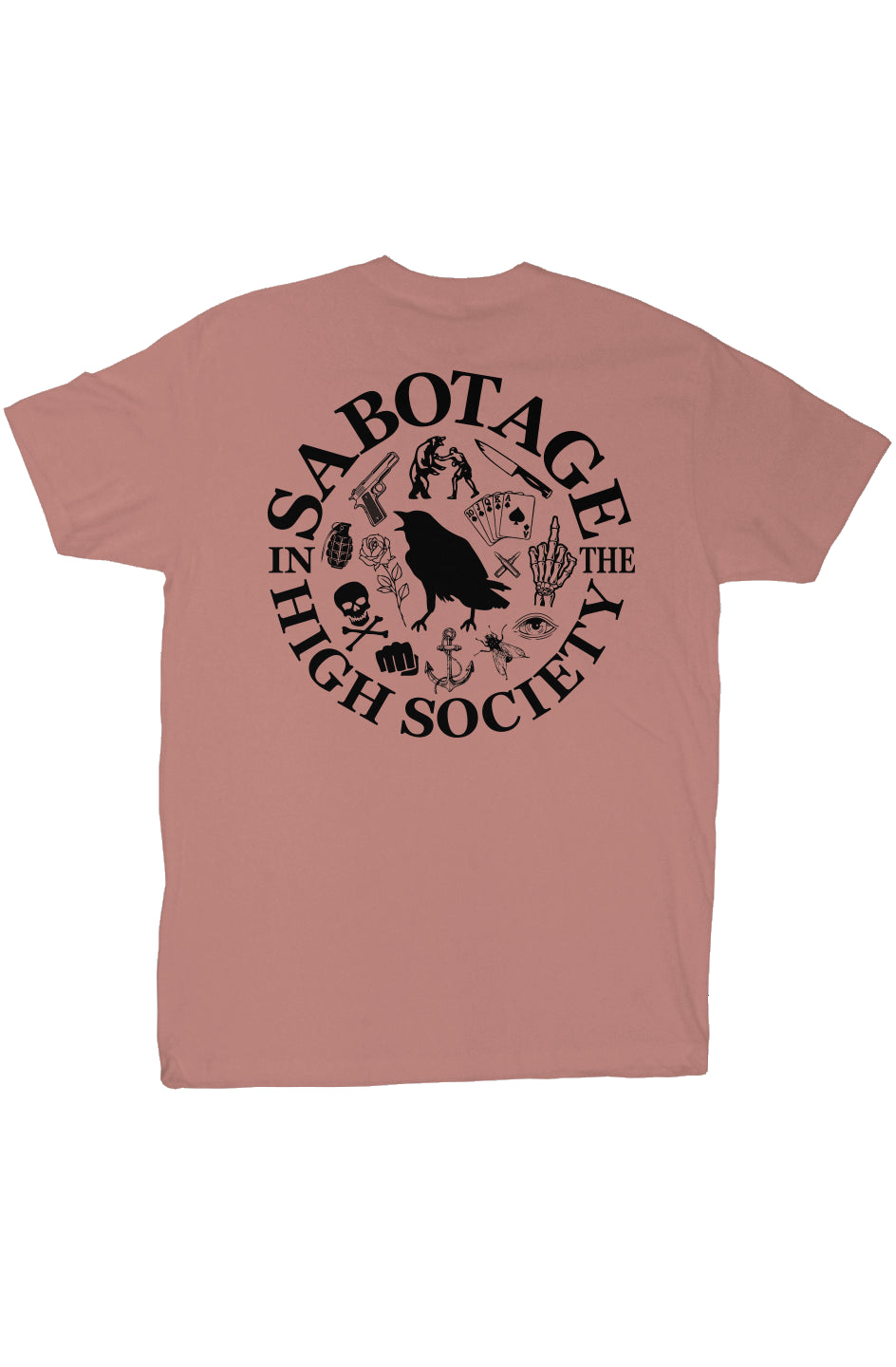 the society - tshirt desert pink + black print