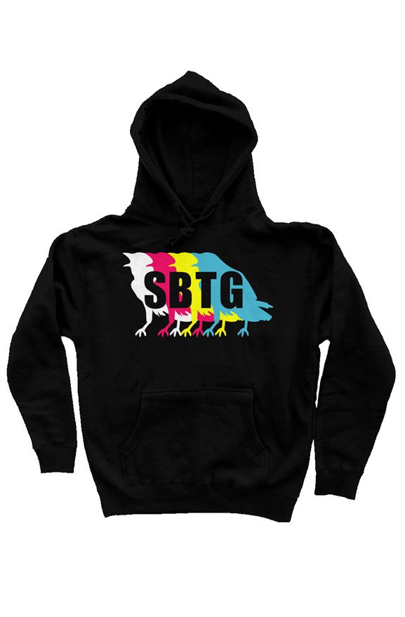 the RGB - hoodie black - with 4 colors print