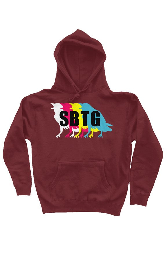 the rgb - hoodie maroon - with 5 colors print