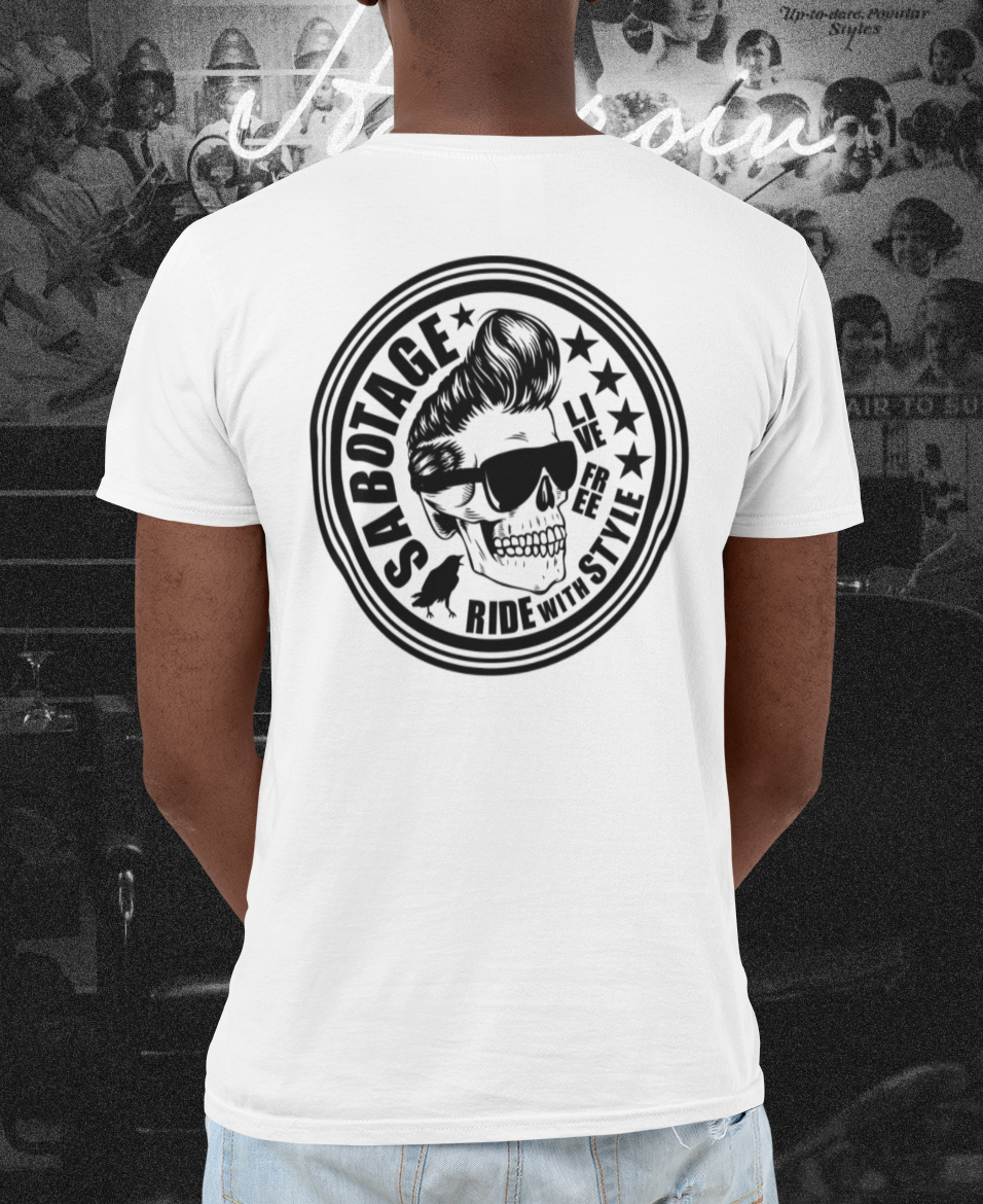 The COOL RIDER - tshirt white + black print