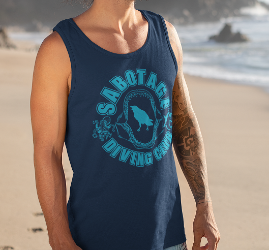 The DIVING CLUB - tank navy + light blue print