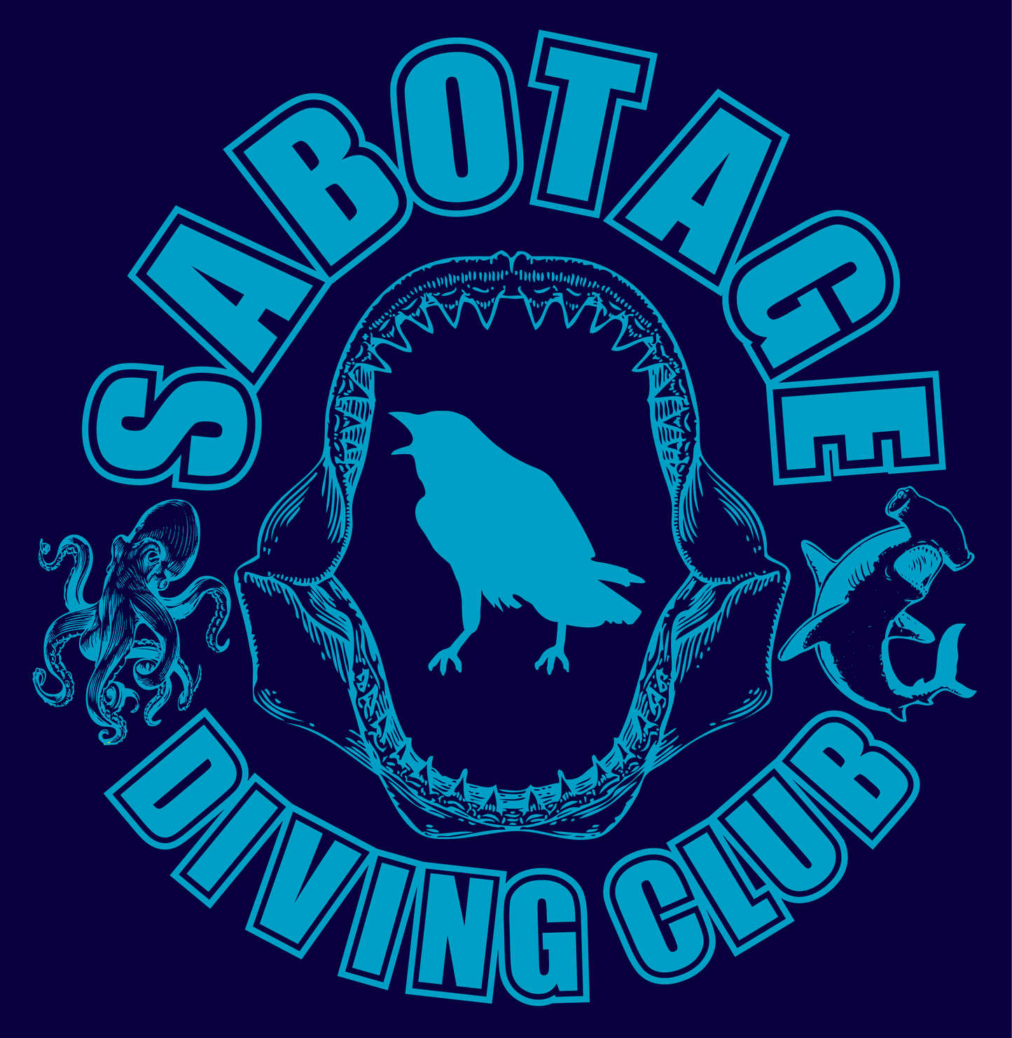 The DIVING CLUB - tank navy + light blue print