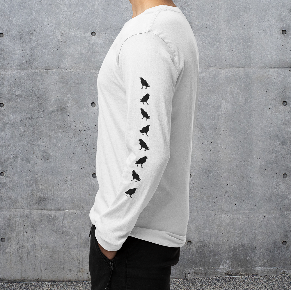 The HUNTER - long sleeves white + black print