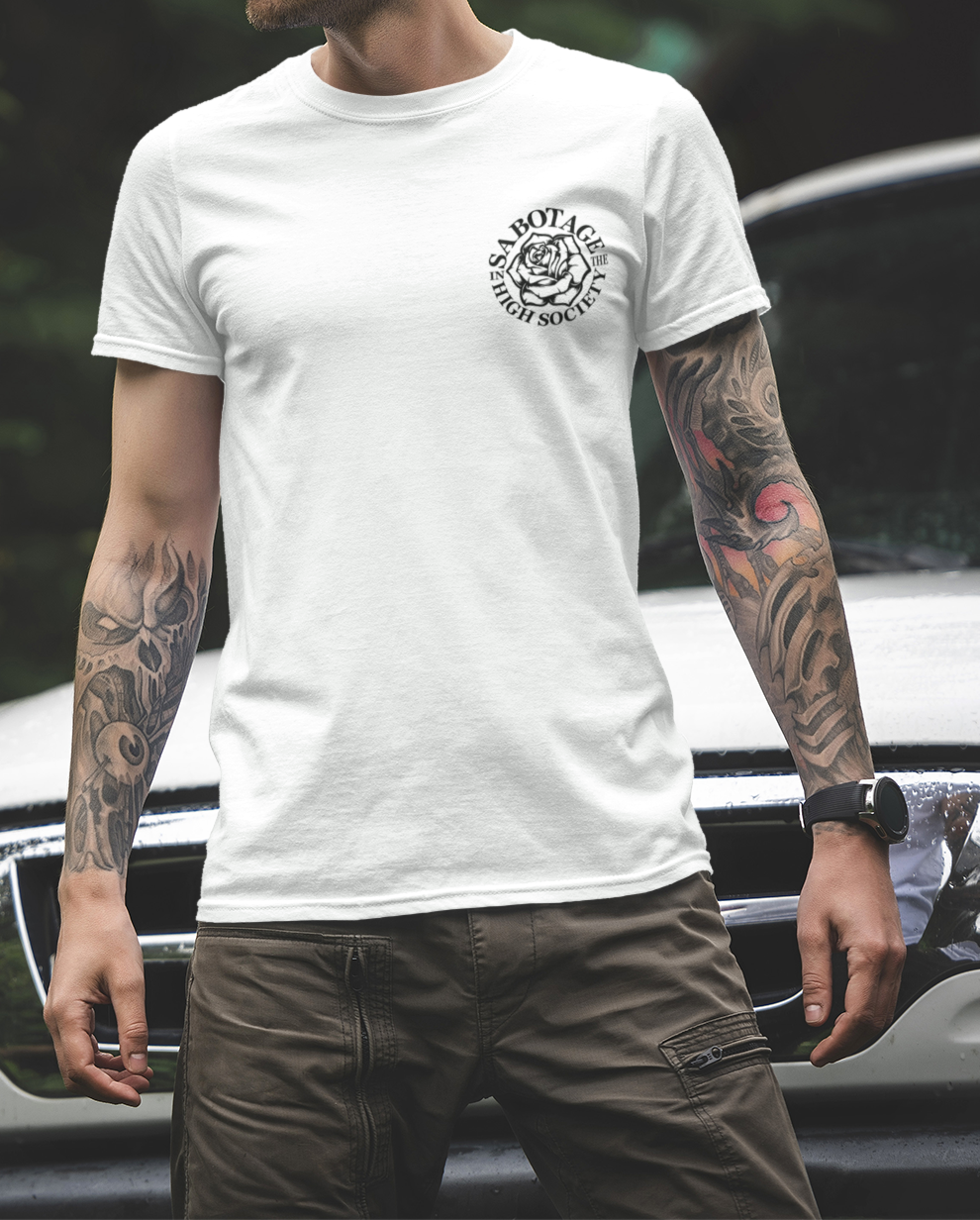 The SOCIETY - tshirt white + black print