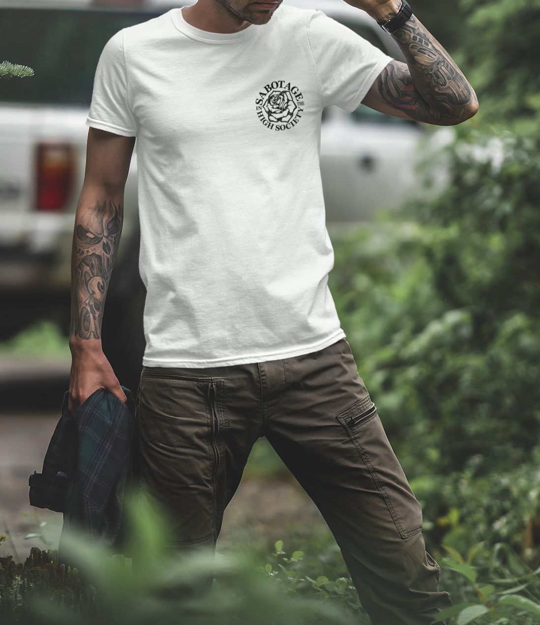 The SOCIETY - tshirt white + black print