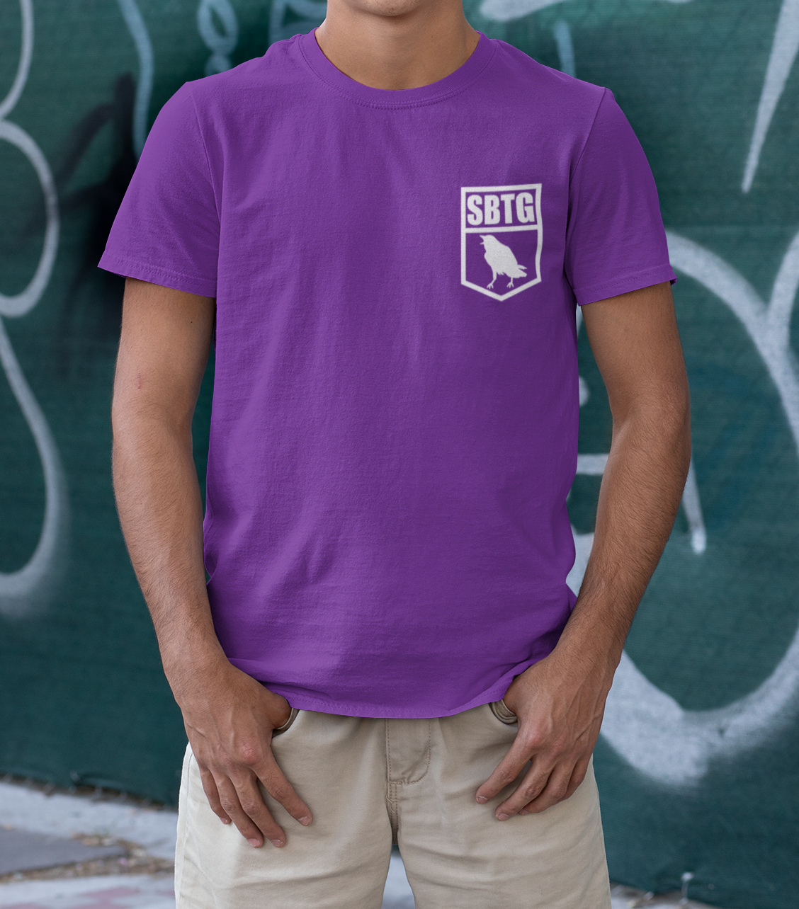 The TEAM - tshirt purple + white print