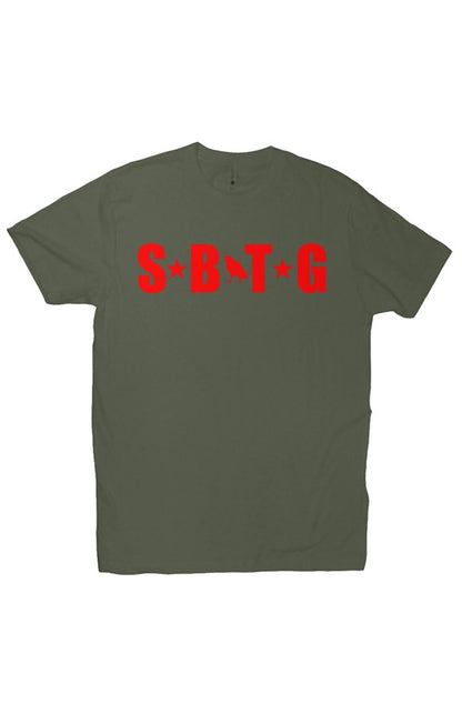 The ARMY - tshirt military green + red print