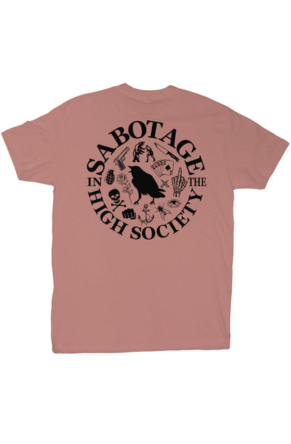 the society - tshirt desert pink + black print