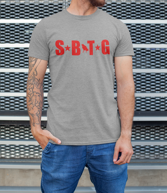 The ARMY - tshirt heather grey + red print
