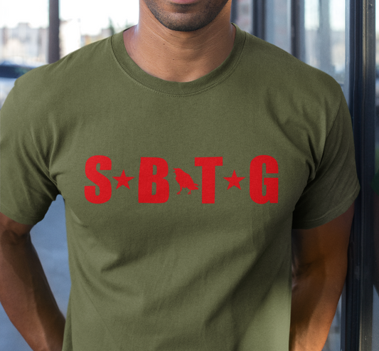 The ARMY - tshirt military green + red print