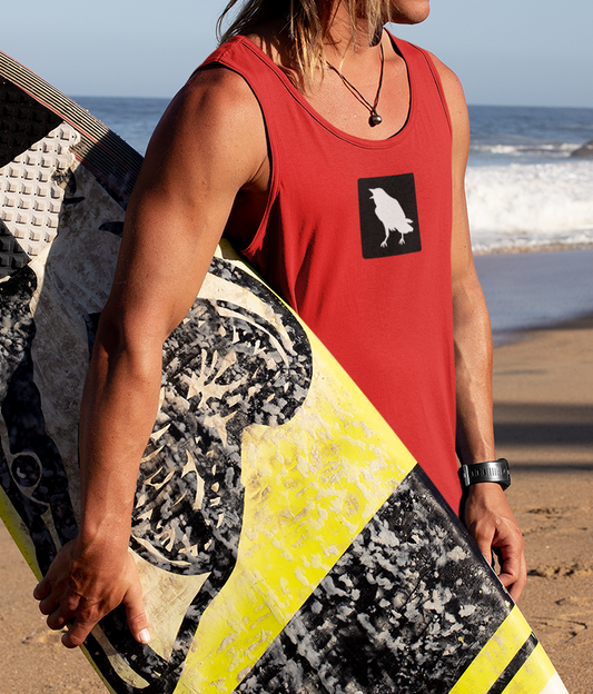 The BEACH - tank top red + black & white print