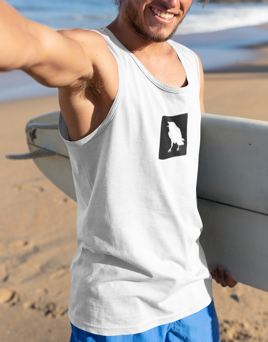 The BEACH - tank top white + black & white print