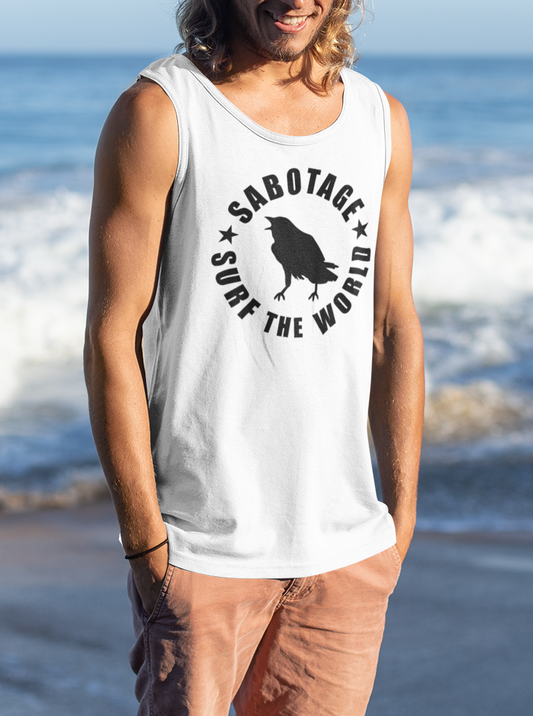 The BIG WAVE - tank top white + black print
