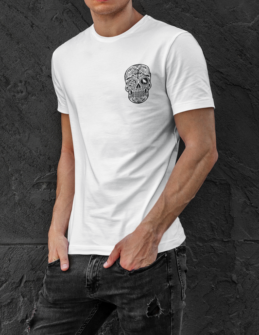 The MEXICAN SKULL - tshirt white + black print