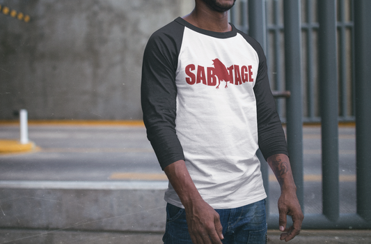 The MOTO RACER - 3/4 sleeves tee white/black + dark red print