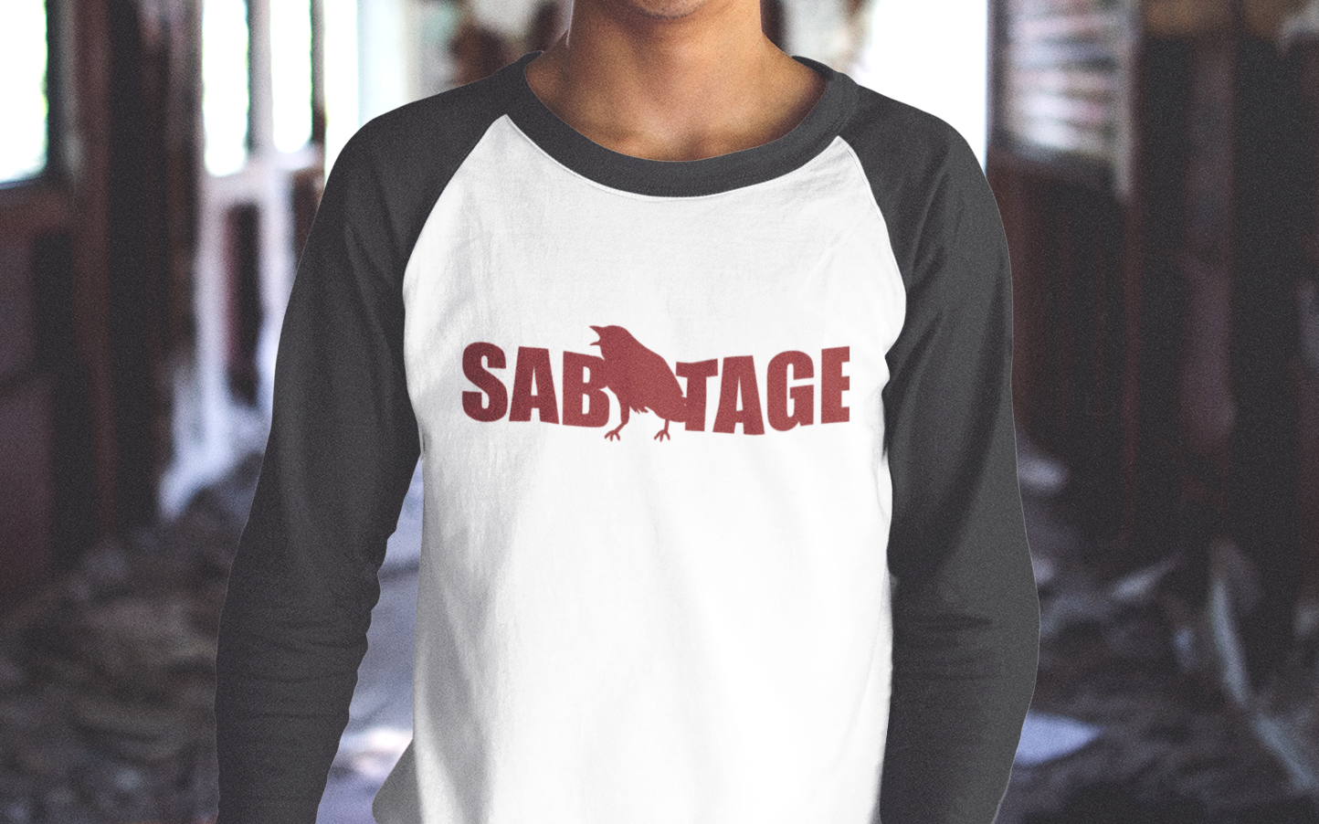 The MOTO RACER - 3/4 sleeves tee white/black + dark red print