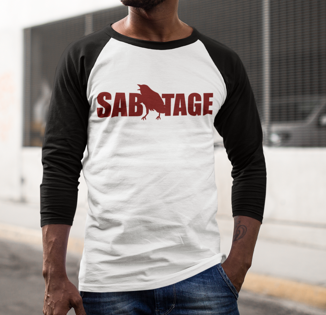 The MOTO RACER - 3/4 sleeves tee white/black + dark red print