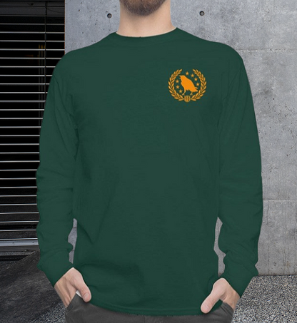 The OFFICER - long sleeves tee green forest + orange print