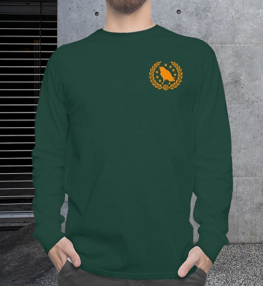 The OFFICER - long sleeves tee green forest + orange print