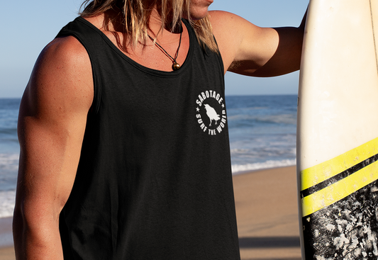 The WAVE - tank top black + white print