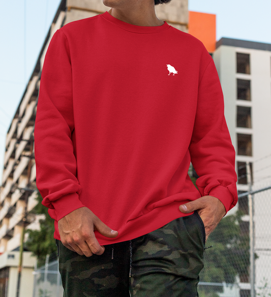 The ESSENTIAL - sweatshirt red + white embroidery