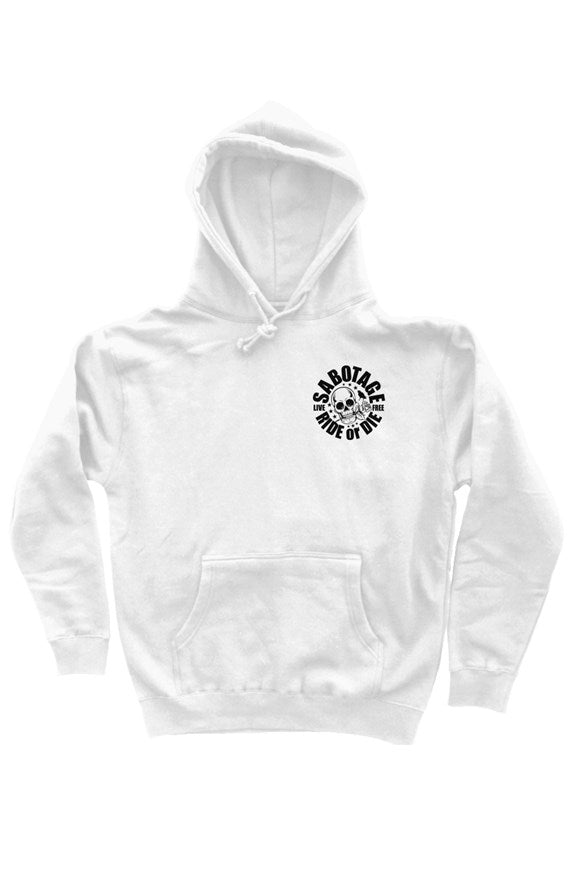 The SKULL RIDER - hoody white + black print