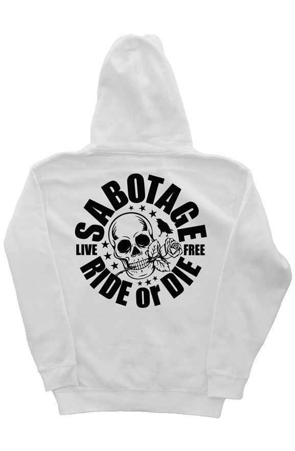 The SKULL RIDER - hoody white + black print