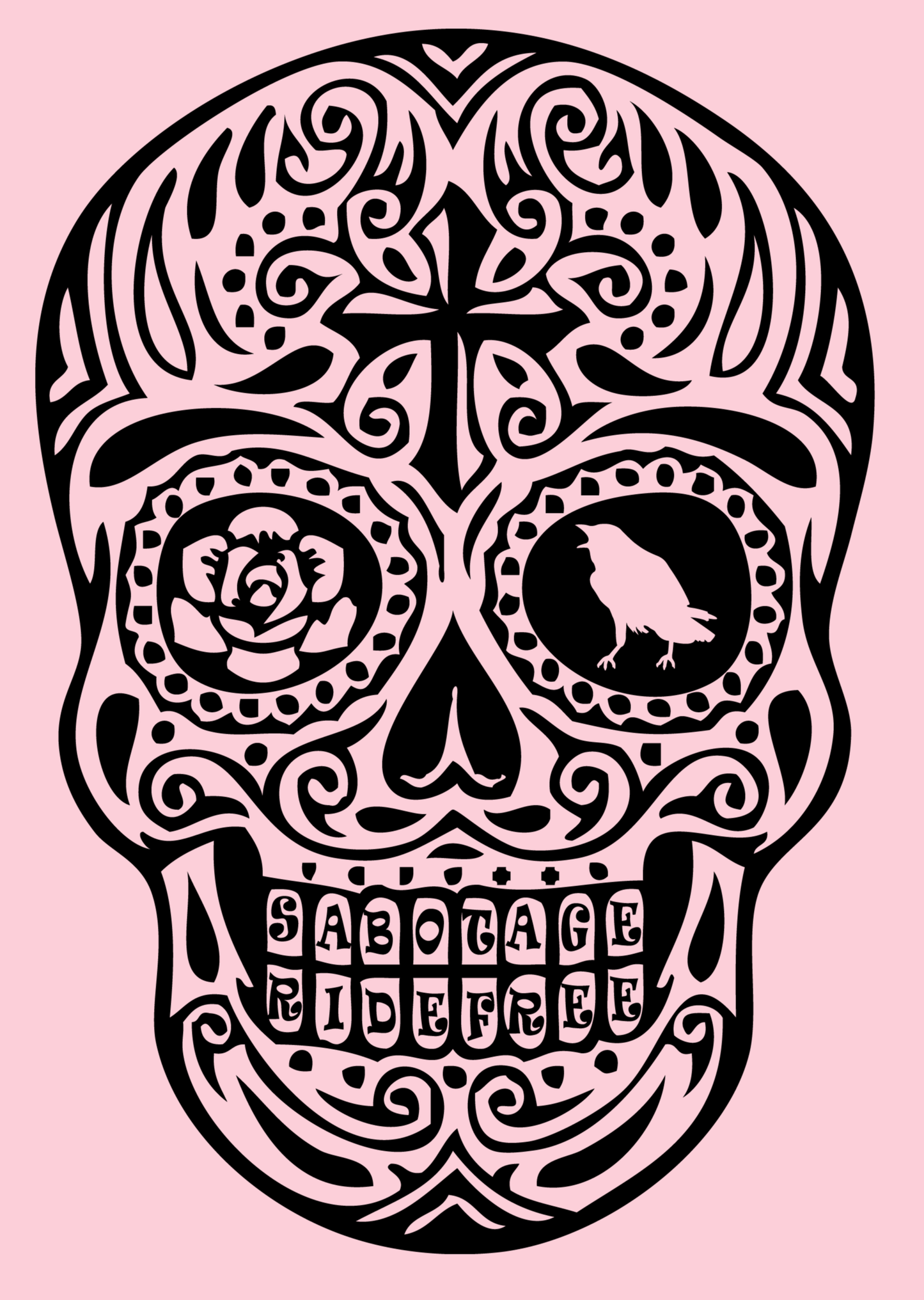 The MEXICAN SKULL - tshirt light pink + black print