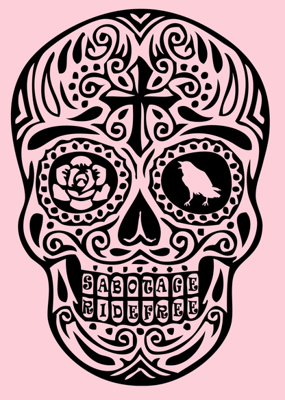 The MEXICAN SKULL - tshirt light pink + black print