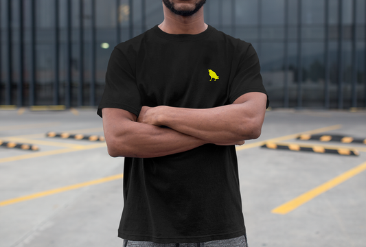 The ESSENTIAL - tshirt black + gold embroidery