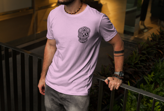 The MEXICAN SKULL - tshirt light pink + black print