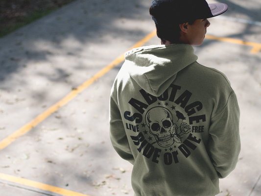 The SKULL RIDER - hoody sandstone + black print